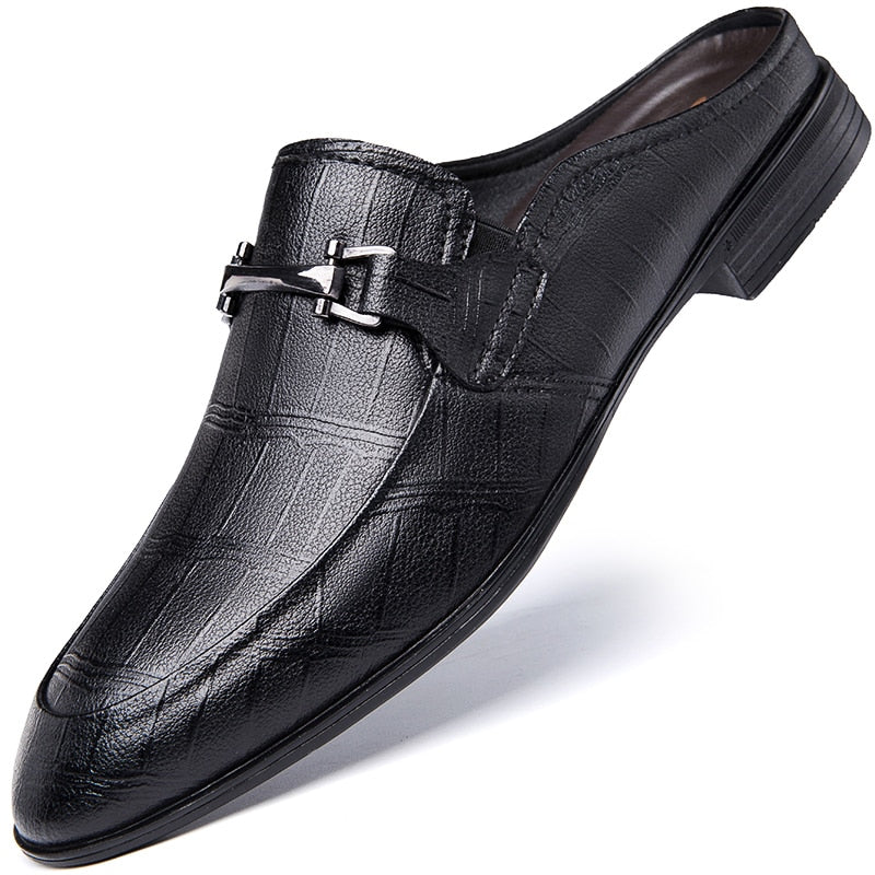 Men First Layer Cowhide Genuine Leather Mules Male Summer Fashion Casual Breathable Comfy Sandals Open Back Low-heel Slipper - Image 8