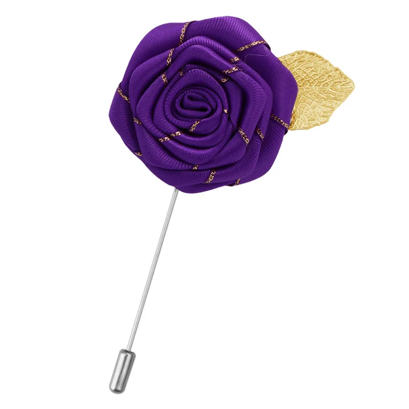 Men's Leaf Fabric Rose Flower Brooches Cloth Collar Long Needle Lapel Pin Gifts for Men Women Wedding Accessories Jewelry - Image 9