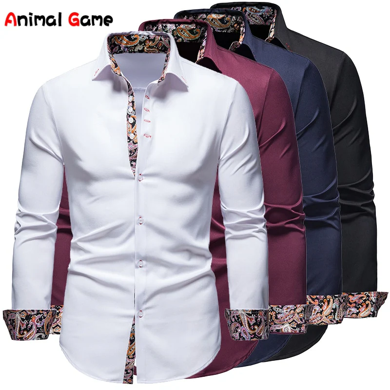 Men's Shirt with Collar White Shirts Man Long Sleeve Men's Shirts 2023 Mens Polo Shirts for Men Famous Brands