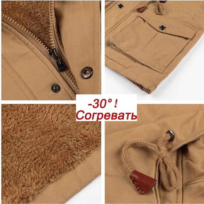 Men's Winter Fleece Jacket Coats Thick Warm Casual Parkas Military Jackets Men jaquetas masculina inverno Hooded Overcoat 5XL - Image 9