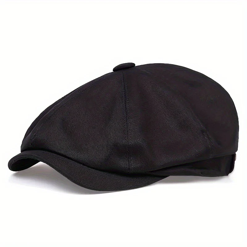 Men&Apos;S Retro Herringbone Flat Cap - Black Casual Beret with Vintage Style, Knitted Polyester, Perfect for Valentine&Apos;S Day, Everyday Headwear | Vintage Flat Cap | Knitted Texture - Image 10