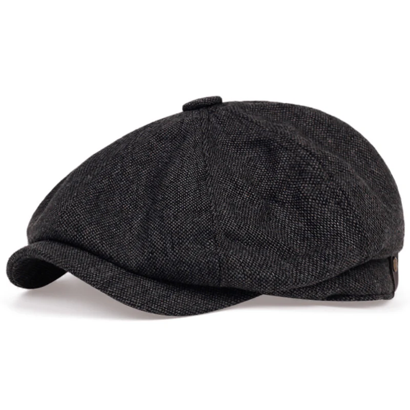 Men&Apos;S Retro Herringbone Flat Cap - Black Casual Beret with Vintage Style, Knitted Polyester, Perfect for Valentine&Apos;S Day, Everyday Headwear | Vintage Flat Cap | Knitted Texture - Image 16