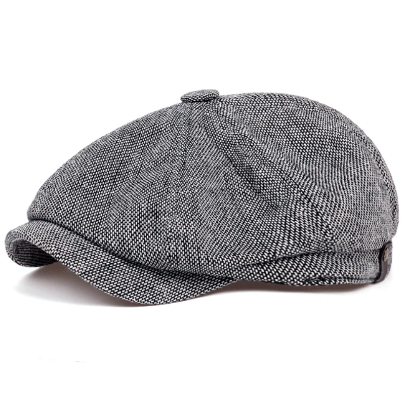Men&Apos;S Retro Herringbone Flat Cap - Black Casual Beret with Vintage Style, Knitted Polyester, Perfect for Valentine&Apos;S Day, Everyday Headwear | Vintage Flat Cap | Knitted Texture - Image 17