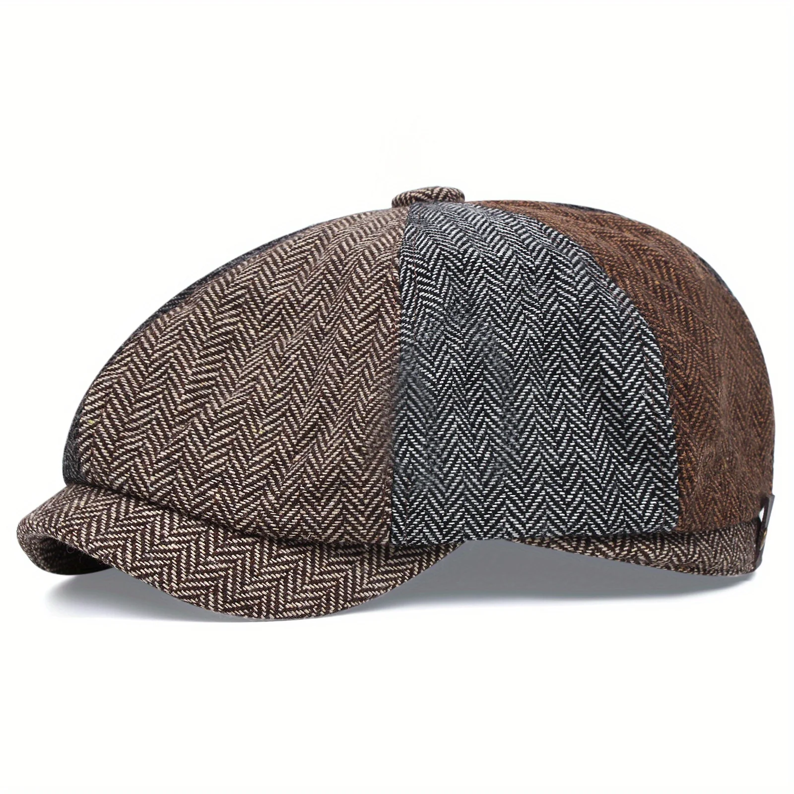 Men&Apos;S Retro Herringbone Flat Cap - Black Casual Beret with Vintage Style, Knitted Polyester, Perfect for Valentine&Apos;S Day, Everyday Headwear | Vintage Flat Cap | Knitted Texture - Image 19