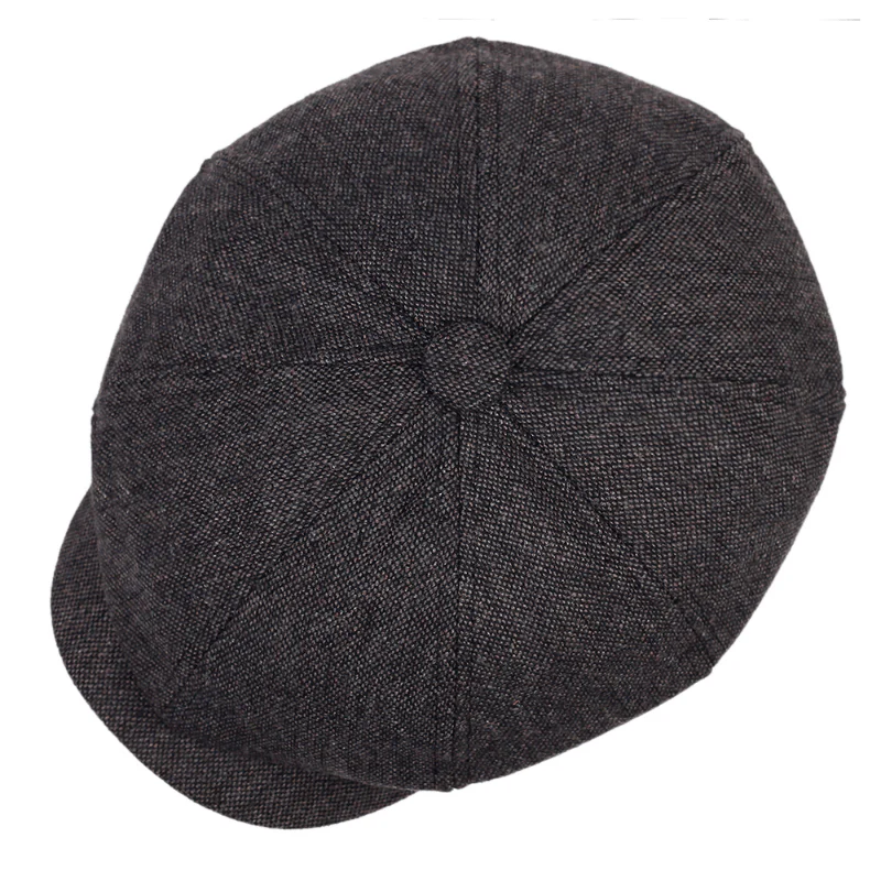 Men&Apos;S Retro Herringbone Flat Cap - Black Casual Beret with Vintage Style, Knitted Polyester, Perfect for Valentine&Apos;S Day, Everyday Headwear | Vintage Flat Cap | Knitted Texture - Image 3