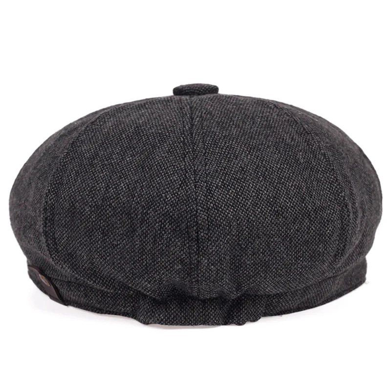 Men&Apos;S Retro Herringbone Flat Cap - Black Casual Beret with Vintage Style, Knitted Polyester, Perfect for Valentine&Apos;S Day, Everyday Headwear | Vintage Flat Cap | Knitted Texture - Image 5