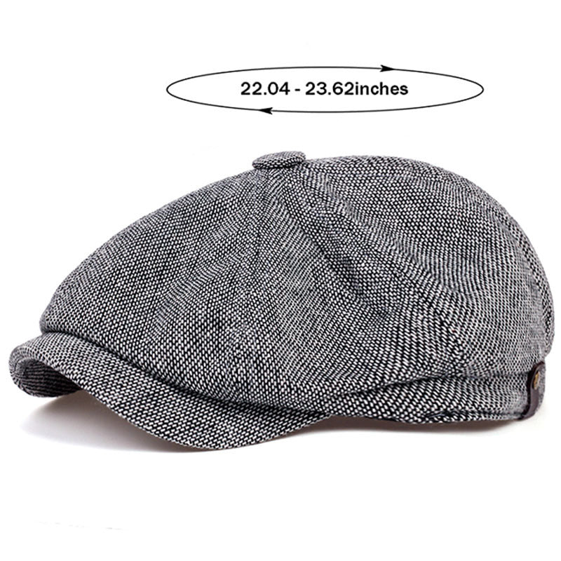 Men&Apos;S Retro Herringbone Flat Cap - Black Casual Beret with Vintage Style, Knitted Polyester, Perfect for Valentine&Apos;S Day, Everyday Headwear | Vintage Flat Cap | Knitted Texture - Image 7