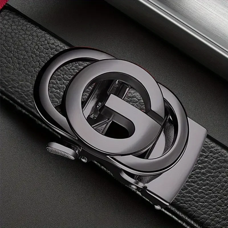 Men belt PU Leather Belt Metal Alloy Automatic Buckle Brand Luxury Design Waist Belts for Men Strap Male - Image 3