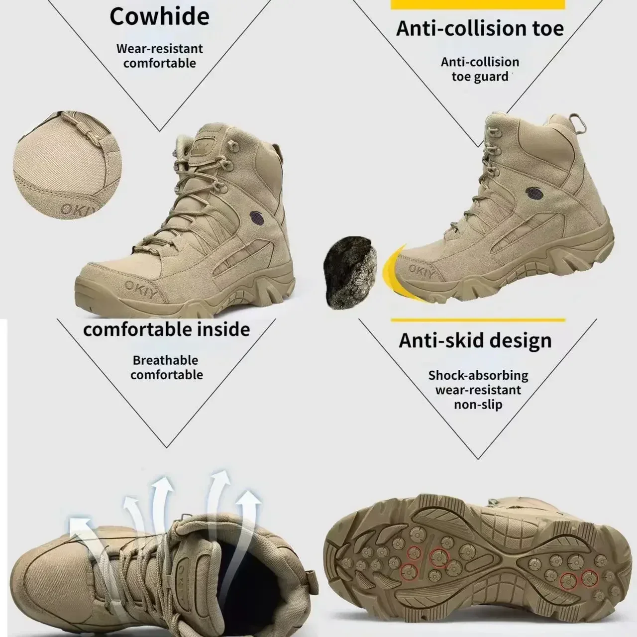 Men Boots Outdoor Waterproof Cow Suede Work Men Ankle Boots Hiking Safety Shoes Mens Athletic Shoes - Image 4