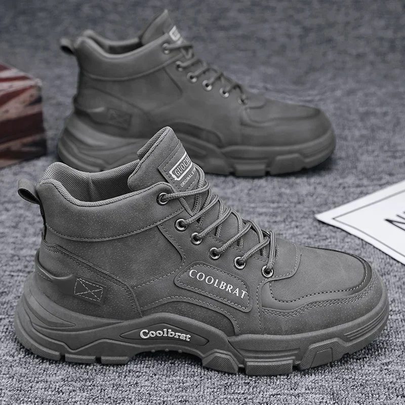 Men Boots Winter High Top Leather Shoes Fashion Cotton Shoes Fashion Ankle Boots Casual Outdoor Shoes Male Sneakers New