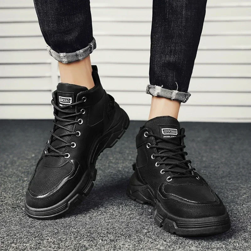 Men Boots Winter High Top Leather Shoes Fashion Cotton Shoes Fashion Ankle Boots Casual Outdoor Shoes Male Sneakers New - Image 3