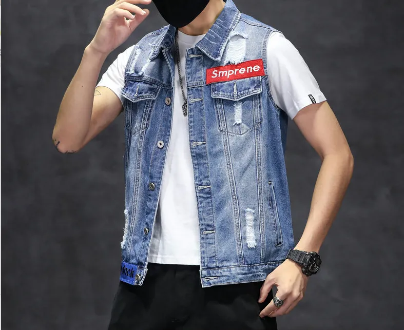Men Brand Denim Jacket Hip Hop Streetwear Punk Motorcycle Ripped Print Cowboy Outwear High Quality Casual Hole Male Jeans Coat - Image 11