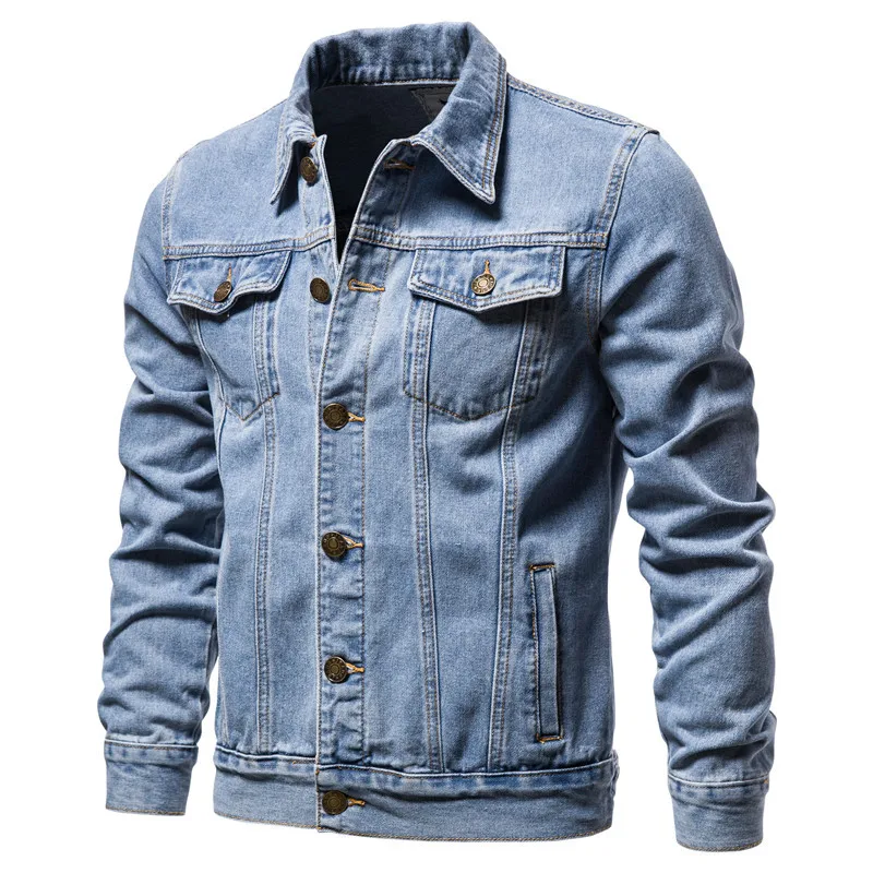 Men Brand Denim Jacket Hip Hop Streetwear Punk Motorcycle Ripped Print Cowboy Outwear High Quality Casual Hole Male Jeans Coat - Image 6