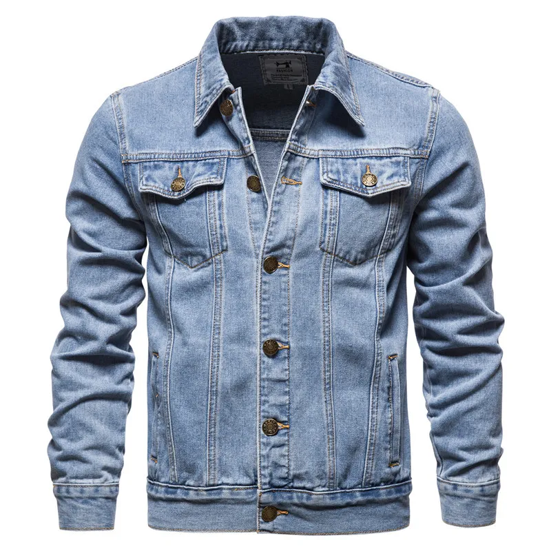 Men Brand Denim Jacket Hip Hop Streetwear Punk Motorcycle Ripped Print Cowboy Outwear High Quality Casual Hole Male Jeans Coat - Image 8