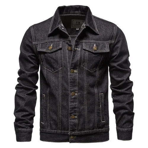 Men Brand Denim Jacket Hip Hop Streetwear Punk Motorcycle Ripped Print Cowboy Outwear High Quality Casual Hole Male Jeans Coat - Image 9