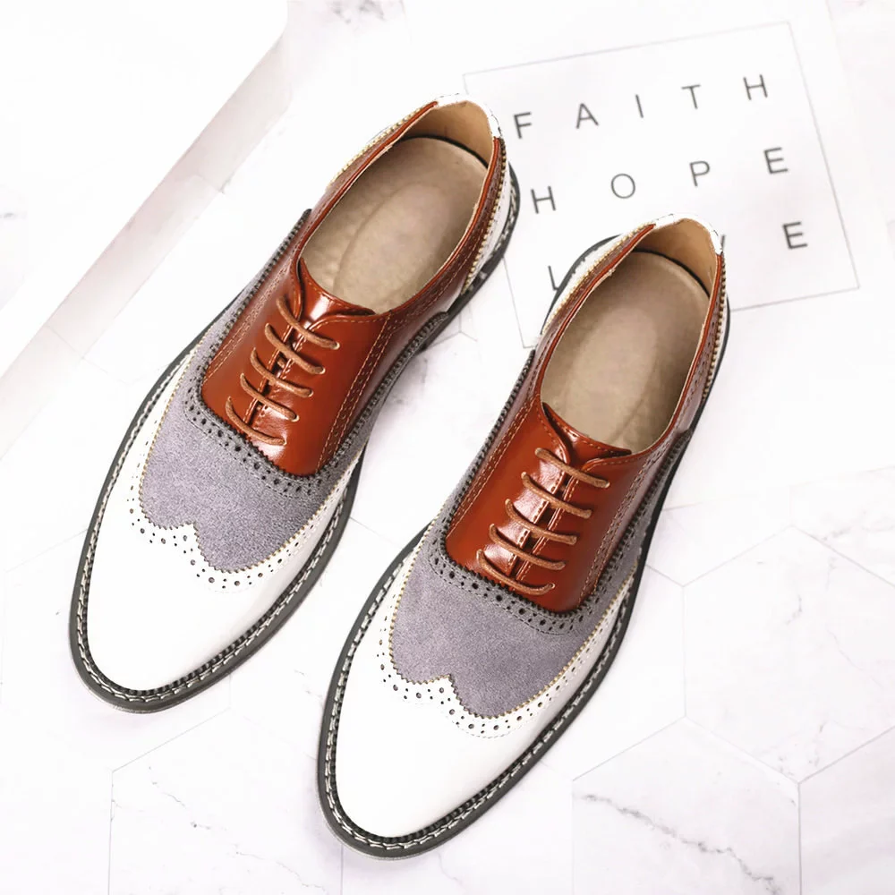 Men Brogue Business Formal Shoes Wedding Party Shoes Men's Hight Increasing Shoes - Image 2