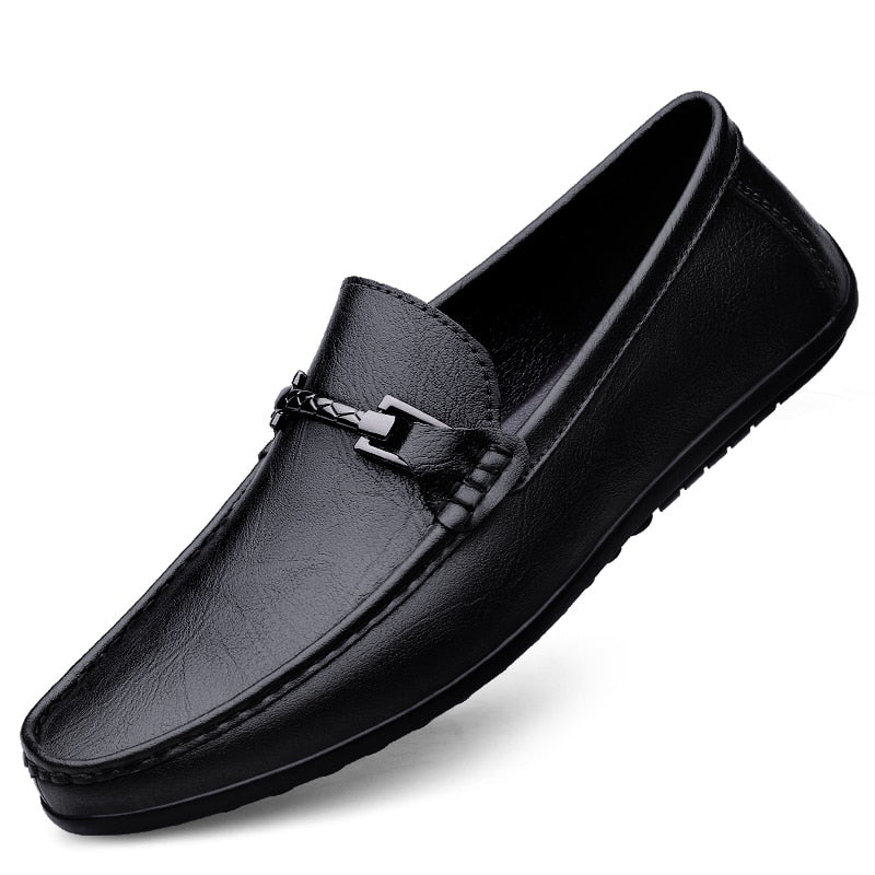 Men Casual Genuine Leather Shoes Spring Summer Men Flat Walking Loafers Black Brown Man Luxury Slip on Boat Business Shoes 38-46 - Image 4