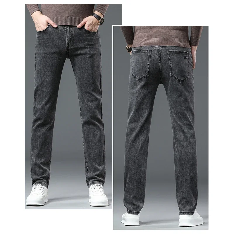 Men Casual Stretch Jeans Male 2025 New Fashion Classic Business Straight Leg Smoke Gray Work Denim Trousers Brand Clothing - Image 11