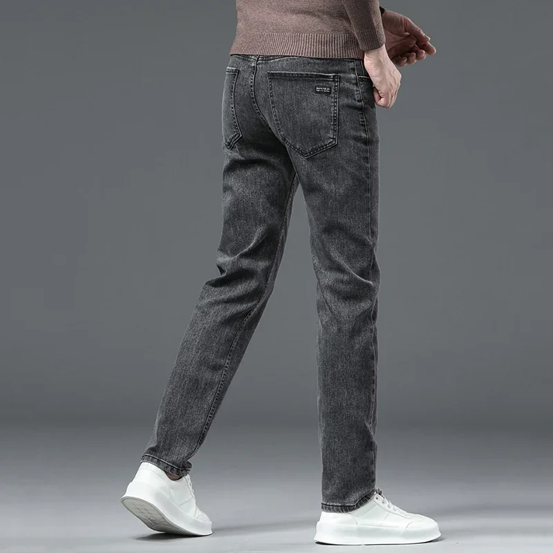 Men Casual Stretch Jeans Male 2025 New Fashion Classic Business Straight Leg Smoke Gray Work Denim Trousers Brand Clothing - Image 12