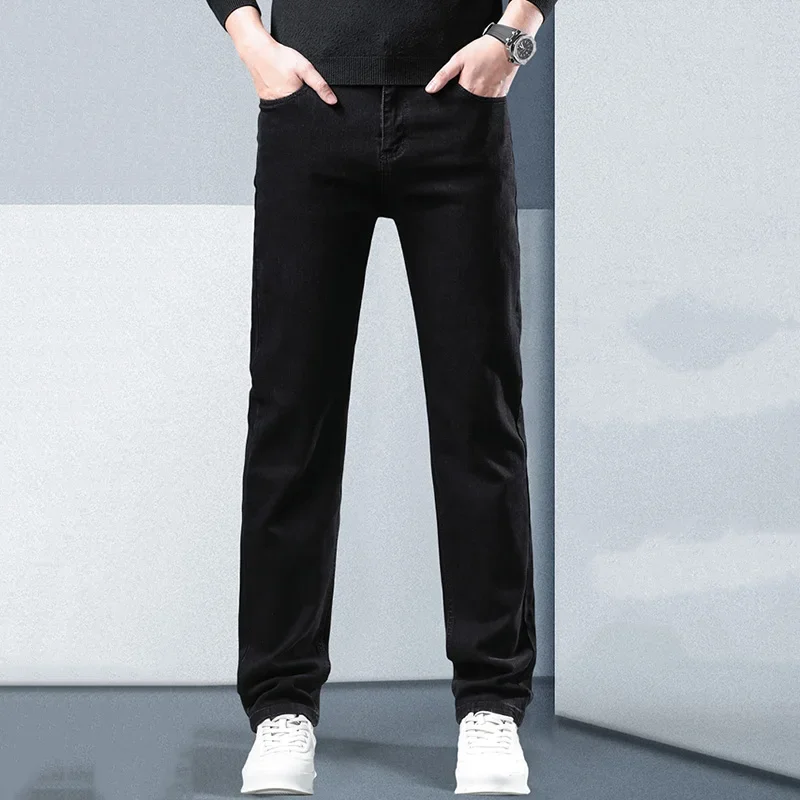 Men Casual Stretch Jeans Male 2025 New Fashion Classic Business Straight Leg Smoke Gray Work Denim Trousers Brand Clothing - Image 15