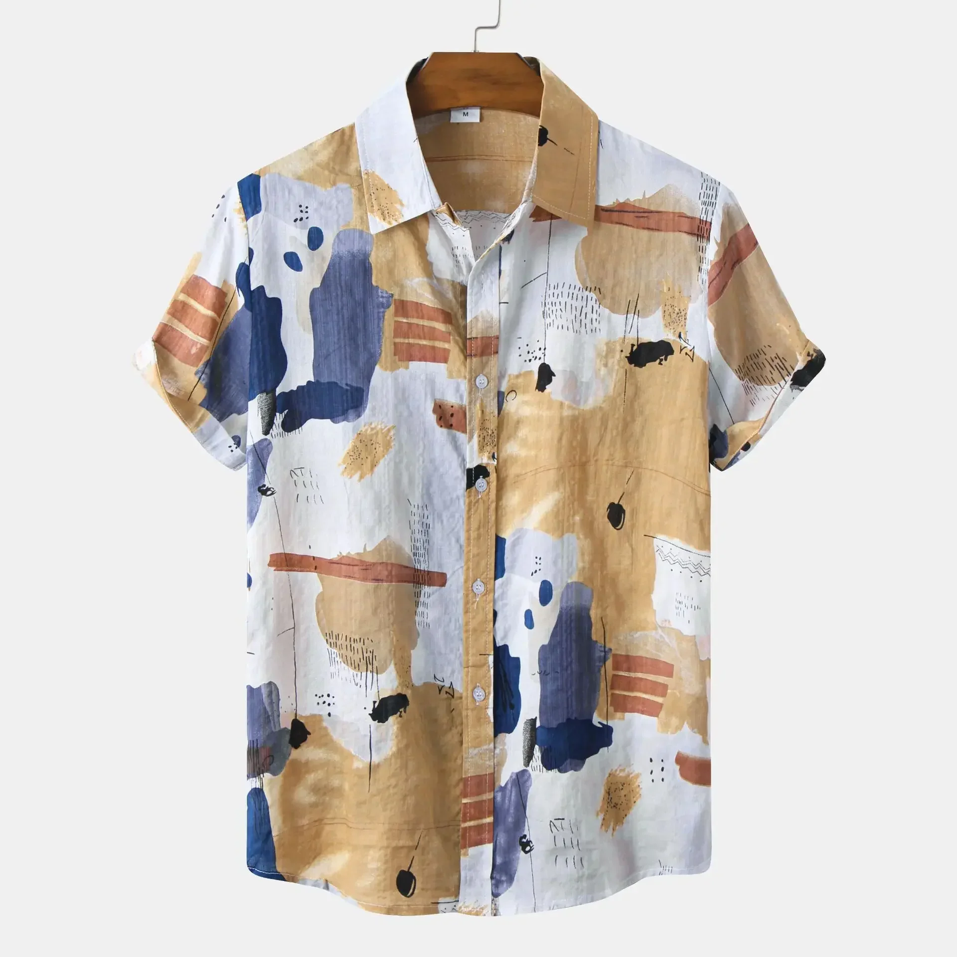 Men Clothing 2022 Summer New Contrast Color Short Sleeve Men's Shirts Casual Fashion Lapel Large Size Camisas Para Hombre - Image 6