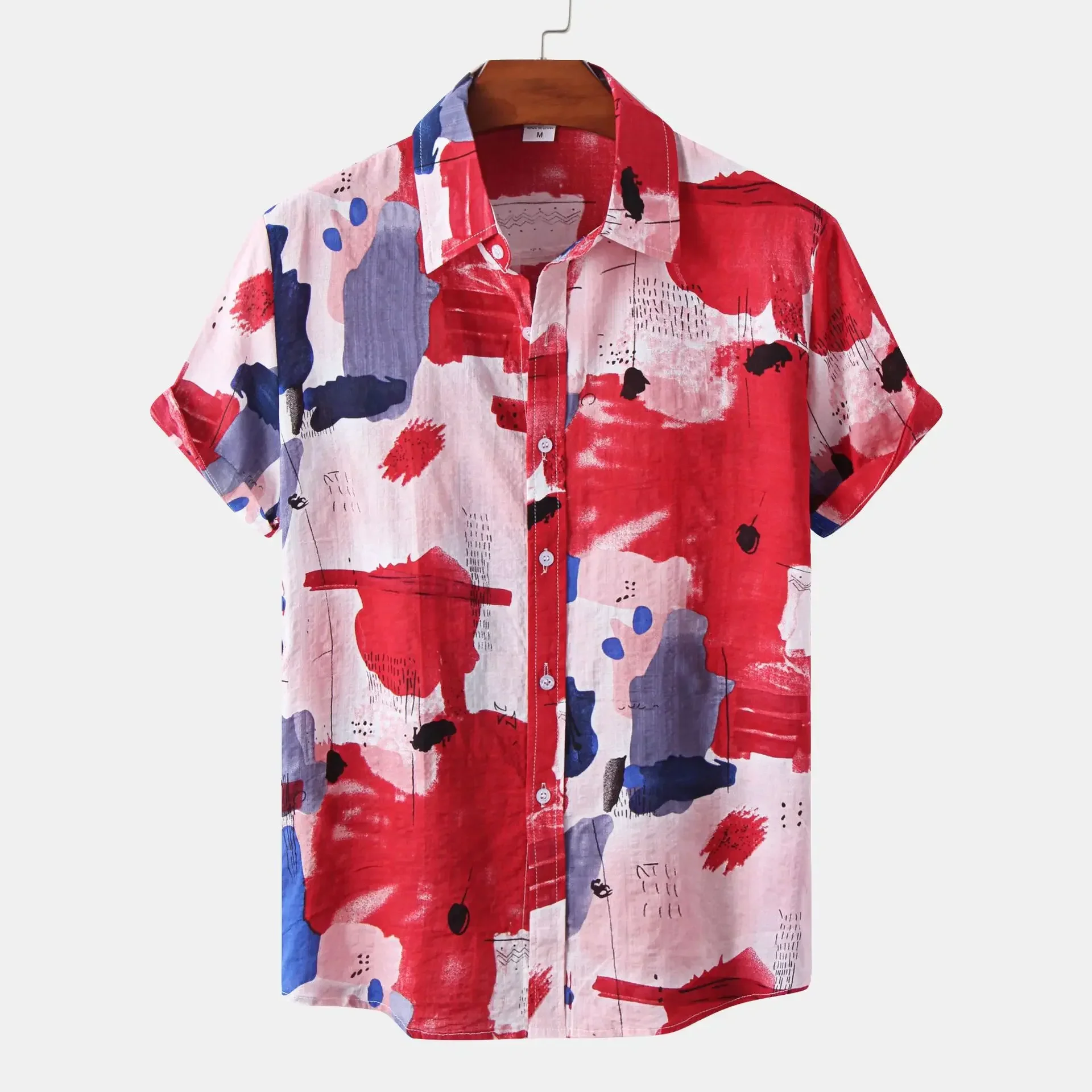 Men Clothing 2022 Summer New Contrast Color Short Sleeve Men's Shirts Casual Fashion Lapel Large Size Camisas Para Hombre - Image 8