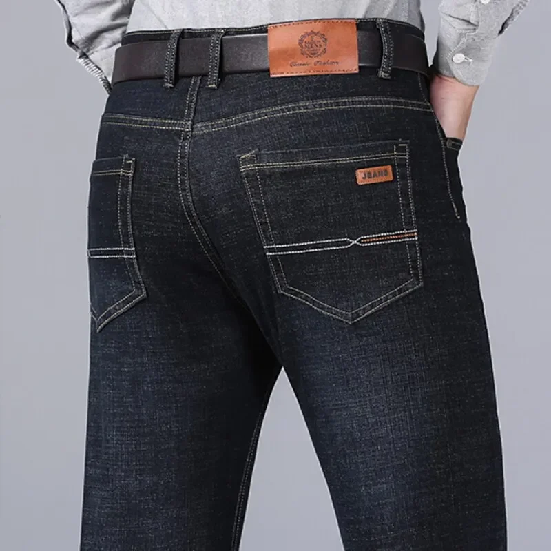 Men Fashion Straight Jeans Men 2025 New Stretch Slim Fit Pants Comfortable Soft Business Denim Trousers Male Brand Clothing - Image 2