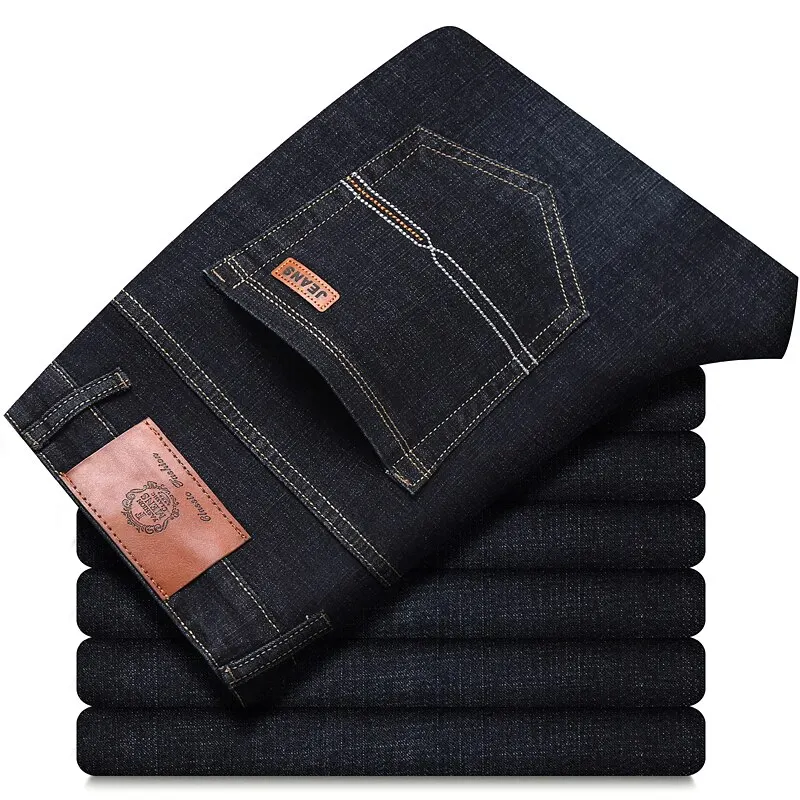 Men Fashion Straight Jeans Men 2025 New Stretch Slim Fit Pants Comfortable Soft Business Denim Trousers Male Brand Clothing - Image 3