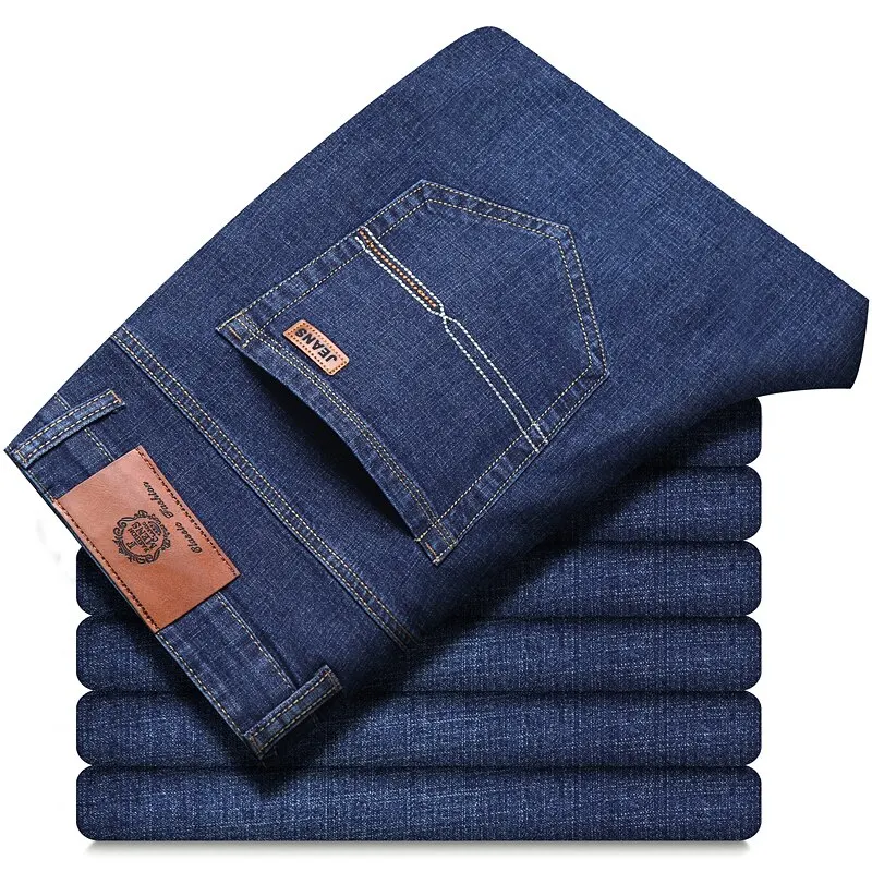 Men Fashion Straight Jeans Men 2025 New Stretch Slim Fit Pants Comfortable Soft Business Denim Trousers Male Brand Clothing - Image 4