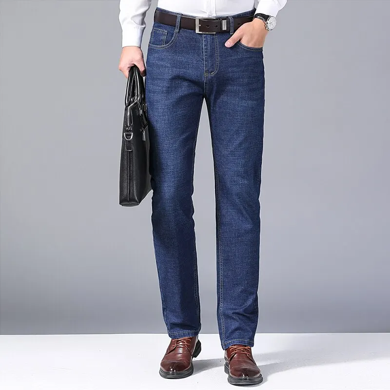 Men Fashion Straight Jeans Men 2025 New Stretch Slim Fit Pants Comfortable Soft Business Denim Trousers Male Brand Clothing - Image 5