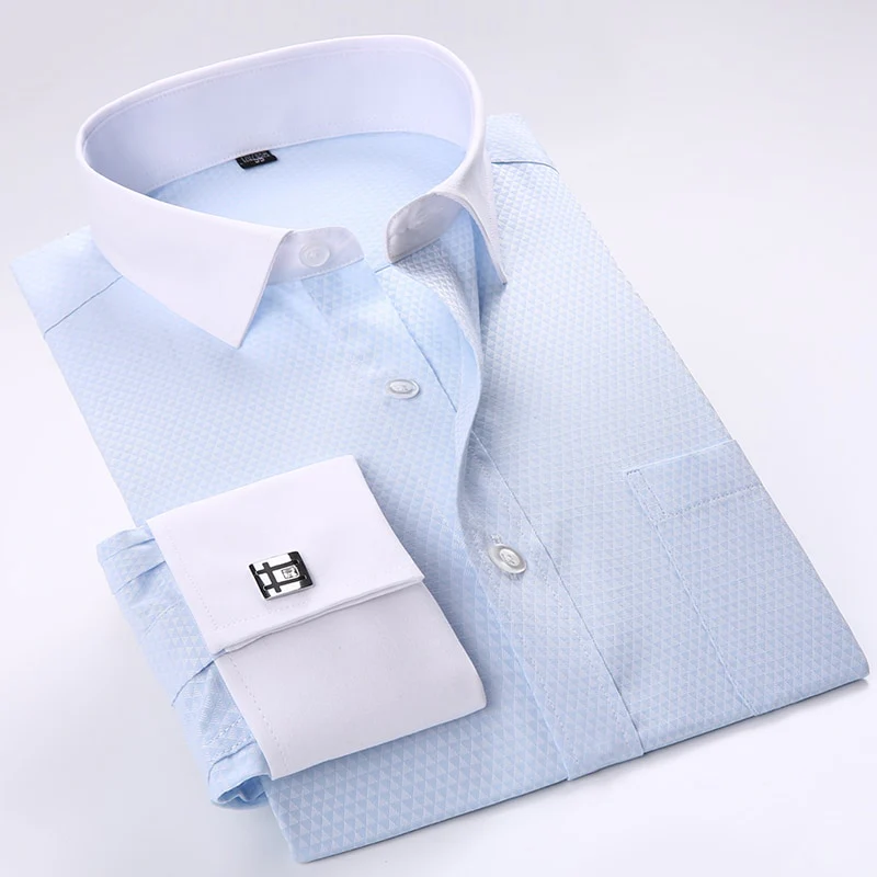 Men French Cufflinks Shirts New Men's Shirts Long Sleeve Tuxedo