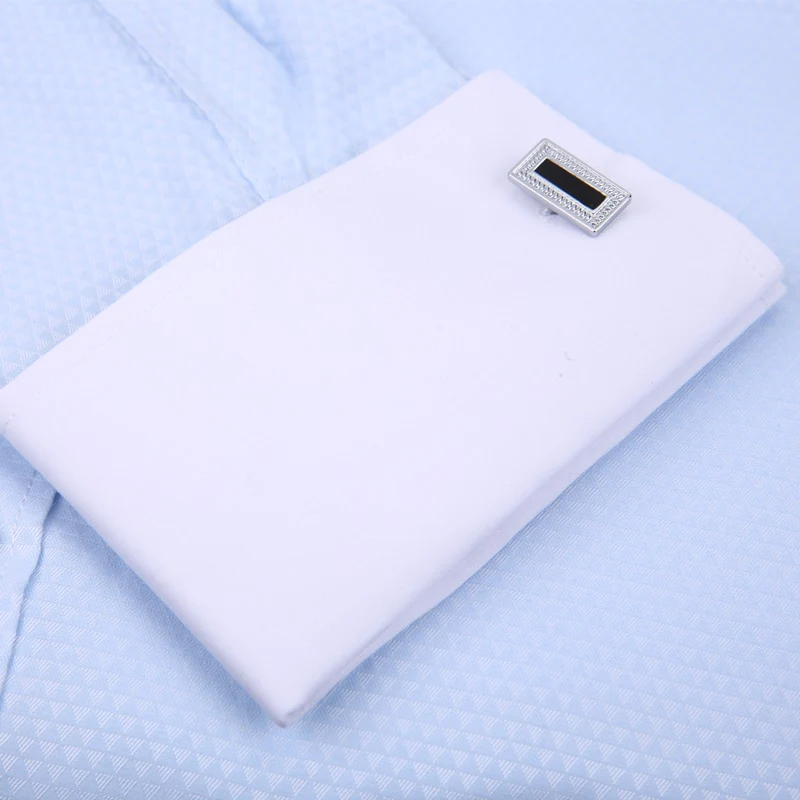 Men French Cufflinks Shirts White Collar Design Solid Color Jacquard Fabric Male Gentleman Dress Long Sleeves Shirt - Image 11