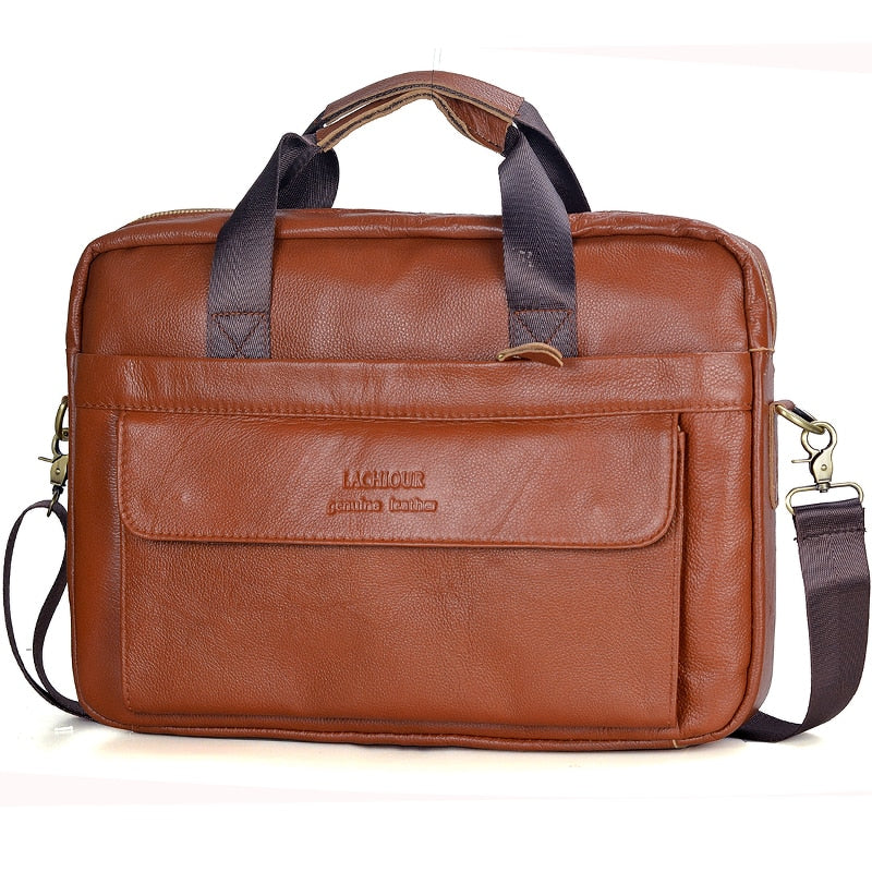 Men Genuine Leather Handbags Casual Leather Laptop Bags Male Business Travel Messenger Bags Men's Crossbody Shoulder Bag - Image 14