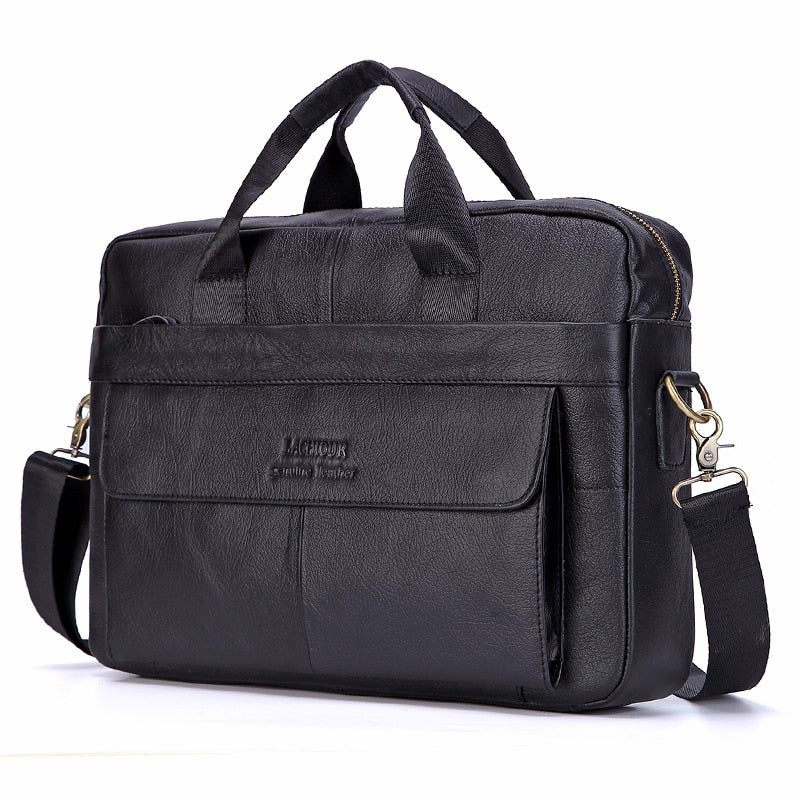 Men Genuine Leather Handbags Casual Leather Laptop Bags Male Business Travel Messenger Bags Men's Crossbody Shoulder Bag - Image 2