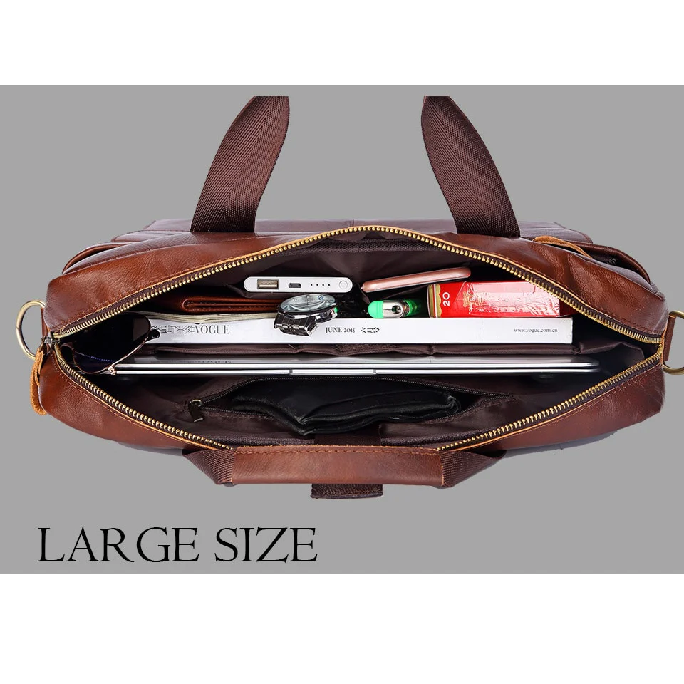 Men Genuine Leather Handbags Casual Leather Laptop Bags Male Business Travel Messenger Bags Men's Crossbody Shoulder Bag - Image 21