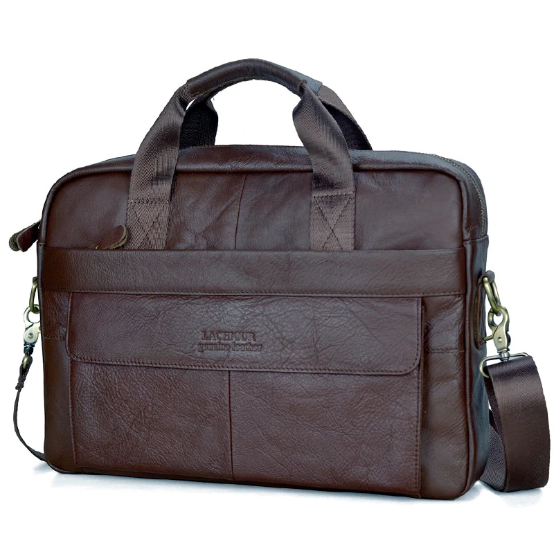 Men Genuine Leather Handbags Casual Leather Laptop Bags Male Business Travel Messenger Bags Men's Crossbody Shoulder Bag - Image 7