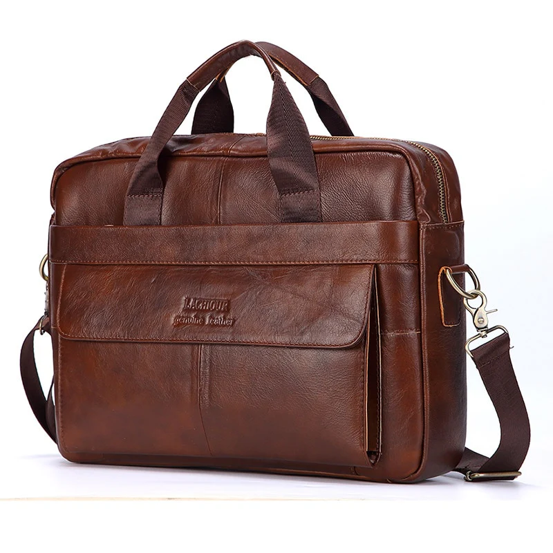Men Genuine Leather Handbags Casual Leather Laptop Bags Male Business Travel Messenger Bags Men's Crossbody Shoulder Bag - Image 8