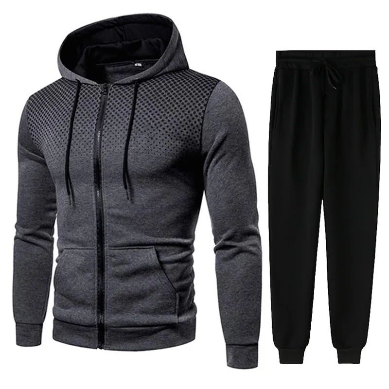 Men Gradient Zip Cardigan Suit Tracksuits Spring Autumn Hoodie Jogging Trousers Fitness Casual Clothing Sportswear Set Plus Size - Image 16