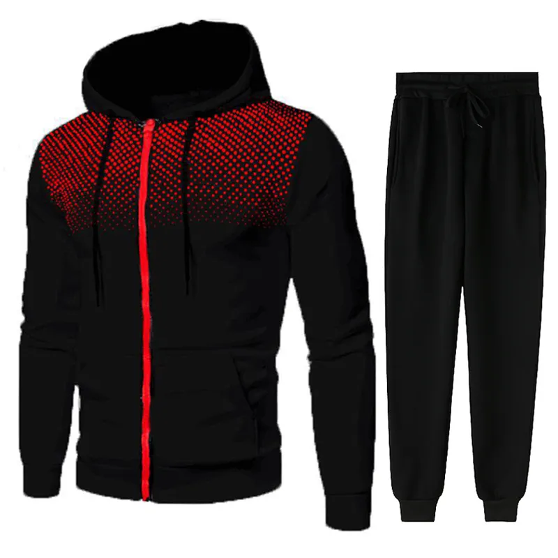Men Gradient Zip Cardigan Suit Tracksuits Spring Autumn Hoodie Jogging Trousers Fitness Casual Clothing Sportswear Set Plus Size - Image 4