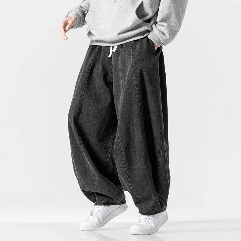 Men Harajuku Wide-leg Jeans Men Oversized Fashion Loose Cargo Denim Pants Male High Street Baggy Trousers Hip Hop Streetwear - Image 3