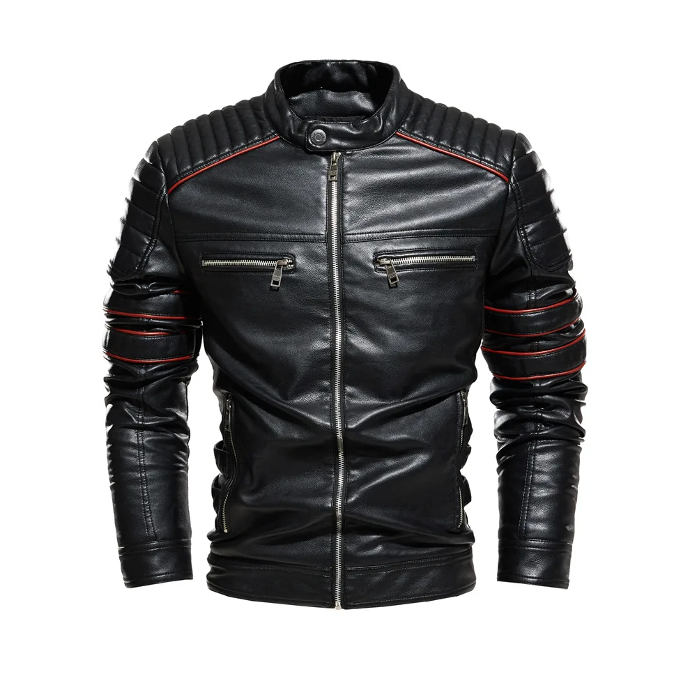 Men Jacket Coffee Leather Jacket Men Motorcycle Jacket Fashion Streetwear Biker Coat Slim Fit Autumn Winter Coat Men Fur Lined - Image 9