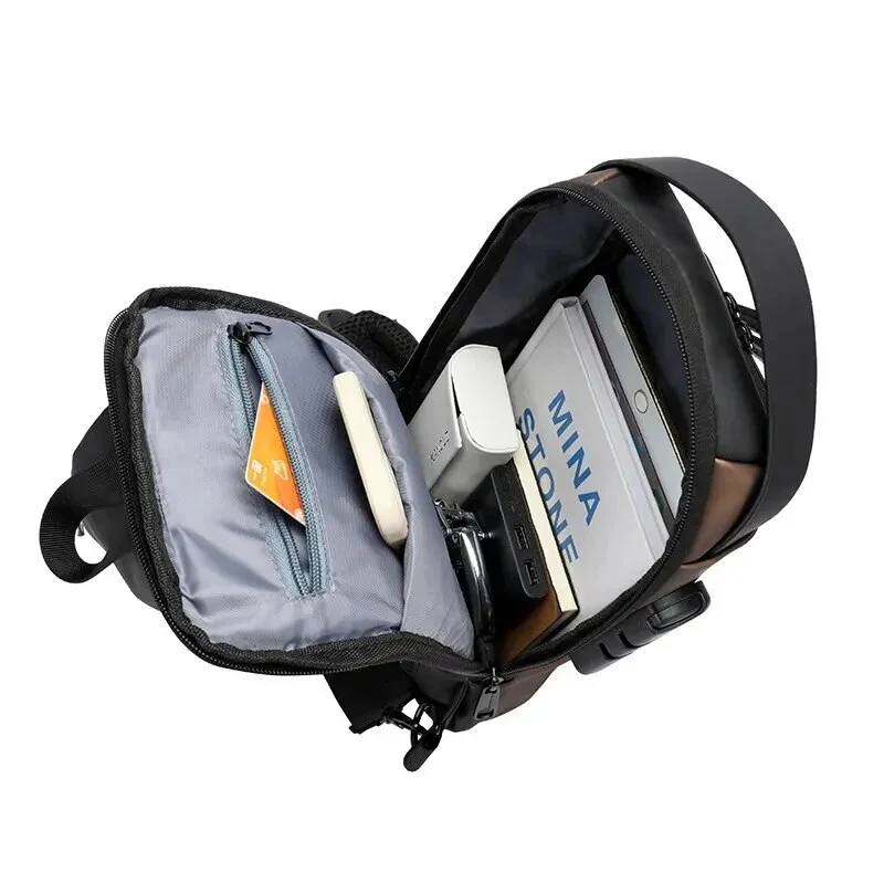 Men Multifunction Anti Theft USB Shoulder Bag Man Crossbody Cross Body Travel Sling Chest Bags Pack Messenger Pack - Image 3