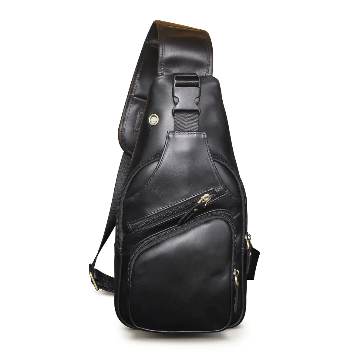 Men Original Crazy horse Leather Casual Triangle Crossbody Chest Sling Bag Design Travel One Shoulder Bag Daypack Male 8015 - Image 10