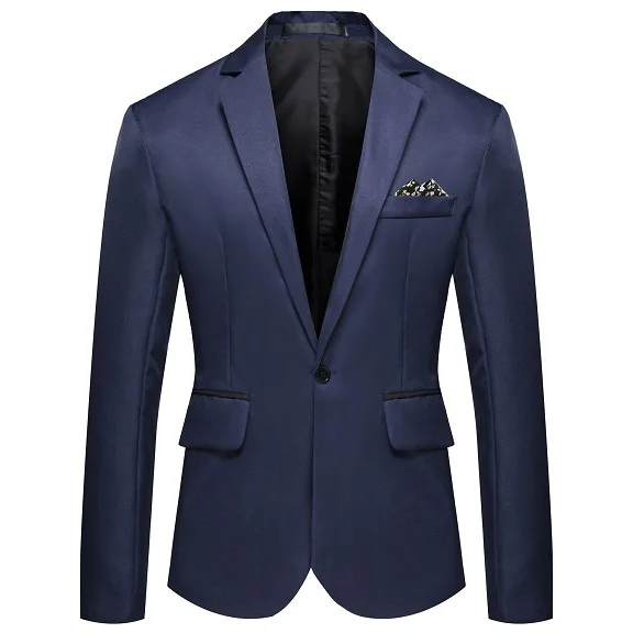Men Slim Fit Office Blazer Jacket Fashion Solid Mens Suit Jacket Wedding Dress Coat Casual Business Male Suit Coat - Image 3