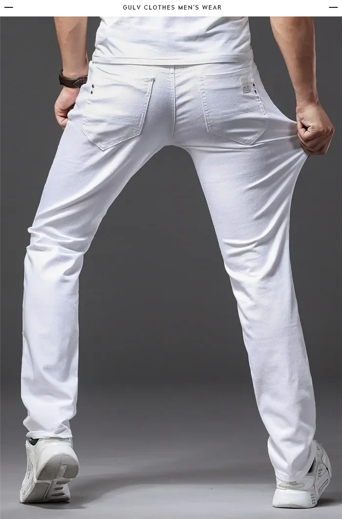 Men Slim White Jeans New Elasticity Fashion Casual Classic Soft Business Brand Trousers Male Clothing Stretch Pants - Image 10