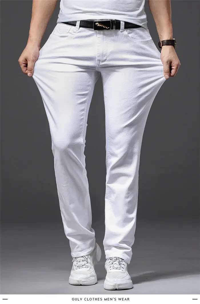 Men Slim White Jeans New Elasticity Fashion Casual Classic Soft Business Brand Trousers Male Clothing Stretch Pants - Image 12