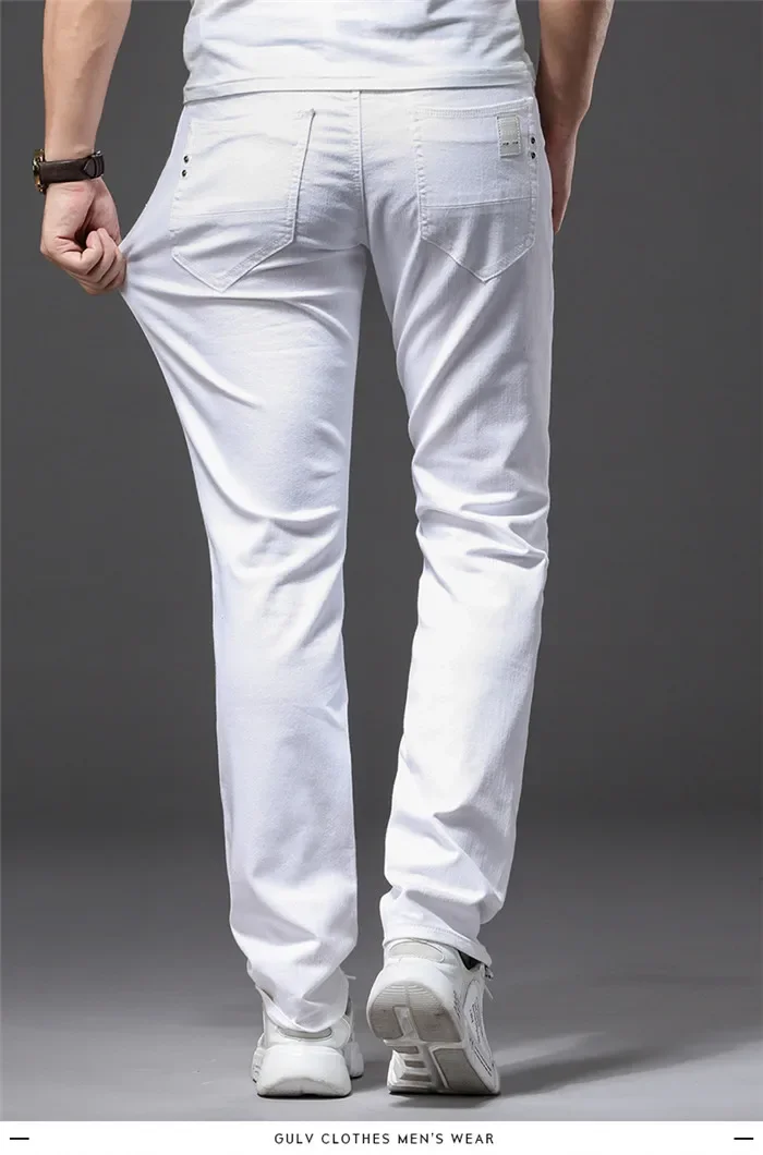 Men Slim White Jeans New Elasticity Fashion Casual Classic Soft Business Brand Trousers Male Clothing Stretch Pants - Image 13