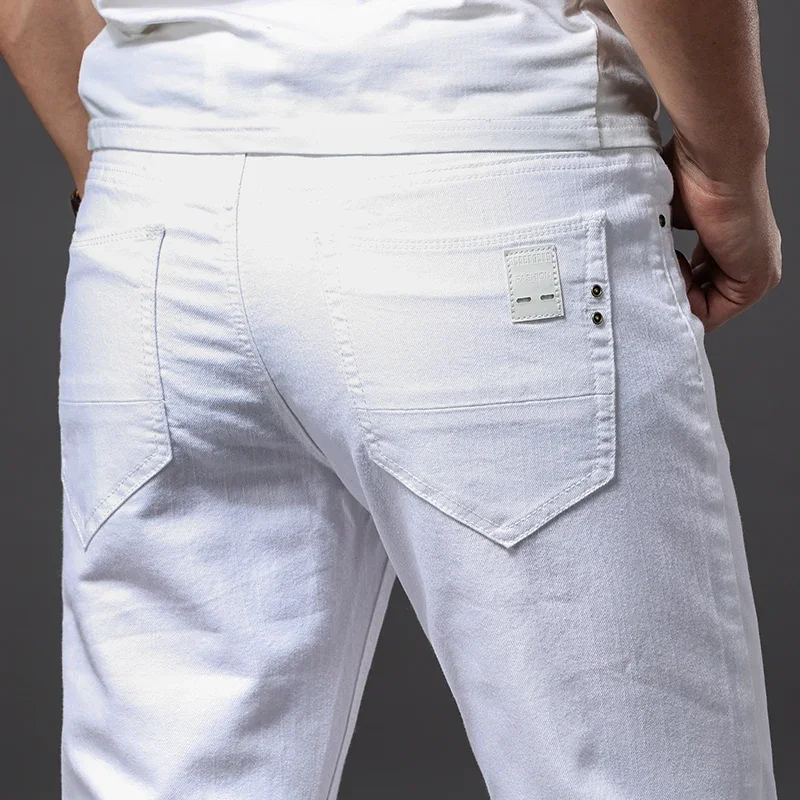 Men Slim White Jeans New Elasticity Fashion Casual Classic Soft Business Brand Trousers Male Clothing Stretch Pants - Image 15