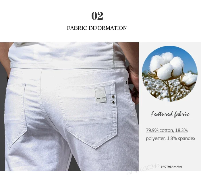 Men Slim White Jeans New Elasticity Fashion Casual Classic Soft Business Brand Trousers Male Clothing Stretch Pants - Image 8