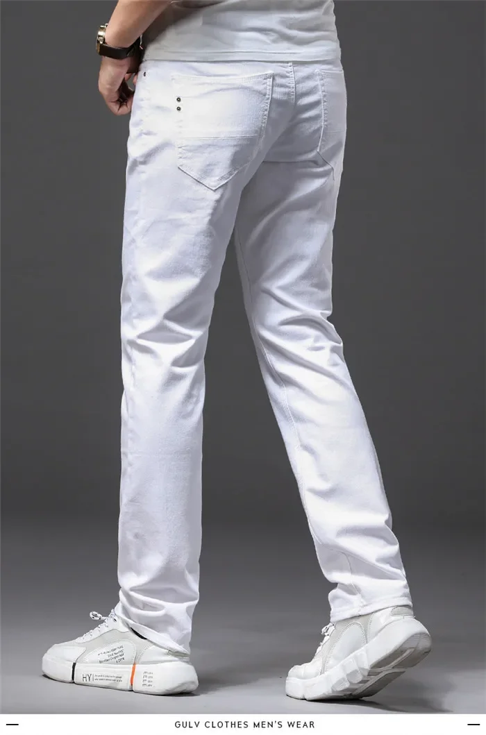 Men Slim White Jeans New Elasticity Fashion Casual Classic Soft Business Brand Trousers Male Clothing Stretch Pants - Image 11